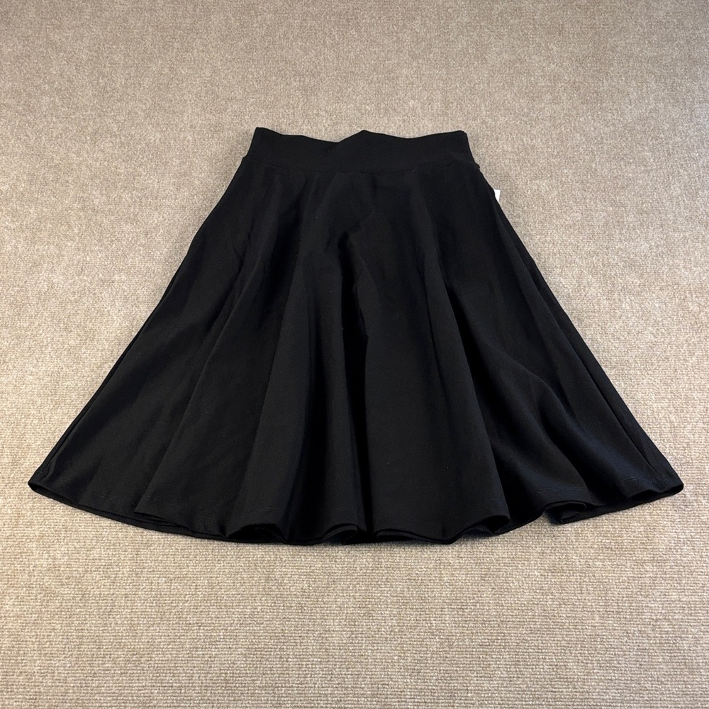 Linda Leal Women's Knee Length Pull On Black A-Line Women's Skirt Size XS NWT